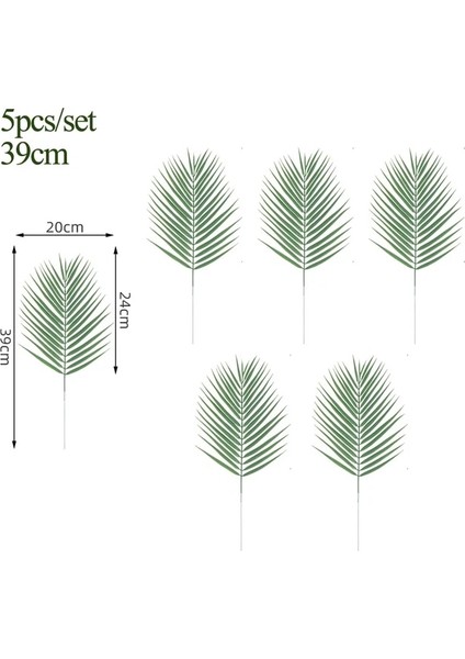 5PCS-39 cm Yapay Bitkiler Tropikal Palmiye Yaprakları Dekorasyon Yaz Hawaii Orman Doğum Günü Partisi Dıy Düğün Ev Bahçe Dekor Sahte Bitki (Yurt Dışından)