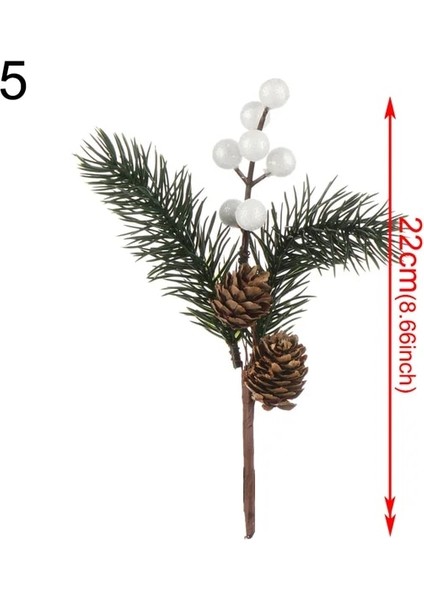 Stil 5 20-26 cm Kırmızı Berry Buket Yapay Suni Çam Kozalağı Çiçek Şube Noel Ağacı Dekorasyon Düğün Parti Dekor Şenlikli Malzemeleri (Yurt Dışından)