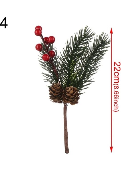 Stil 4 20-26 cm Kırmızı Berry Buket Yapay Suni Çam Kozalağı Çiçek Şube Noel Ağacı Dekorasyon Düğün Parti Dekor Şenlikli Malzemeleri (Yurt Dışından)
