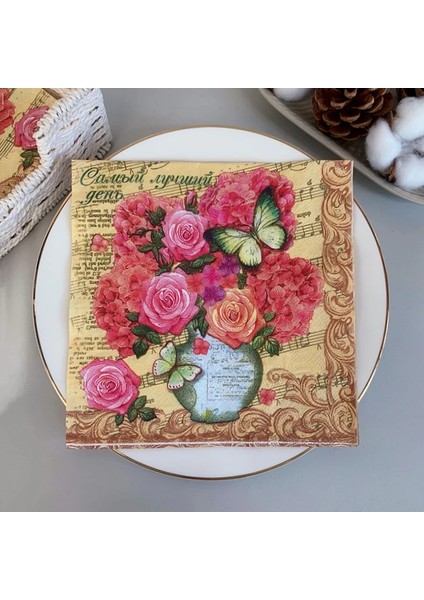 101 20 Adet/6 Adet Mix Kelebek Çiçek Oymacılık Kağıt Peçeteler Vintage Kağıt Mendiller Parti Sofra Düğün Noel Festivali Malzemeleri (Yurt Dışından)
