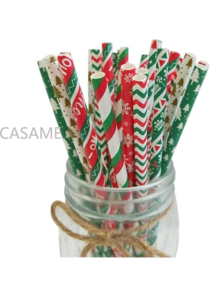 32 25 Adet Noel Kağıt Payet Kar Tanesi Içme Saman Merry Christmas Süslemeleri Ev Noel Yeni Yıl Partisi Malzemeleri (Yurt Dışından)
