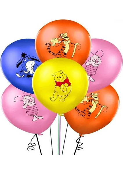 12 Adet Balon Disney Winnie The Pooh Tema Çocuklar Için Doğum Günü Dekorasyon Fincan Plaka Masa Örtüsü Zemin Bebek Duş Doğum Günü Partisi Malzemeleri (Yurt Dışından)