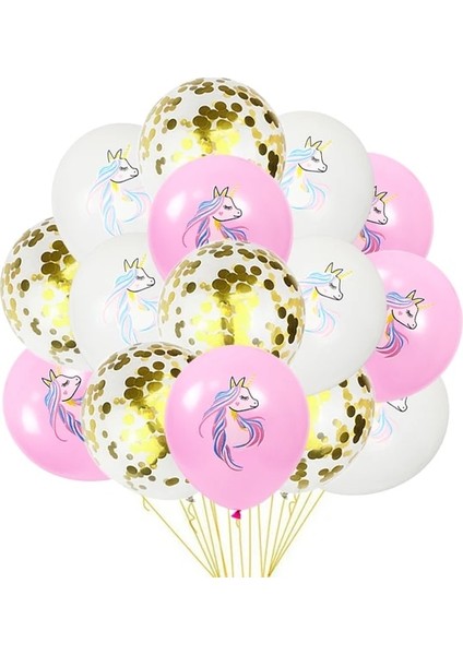 Resim Gösterisi Olarak 15 Adet Balonlar Unicorn Doğum Günü Partisi Tek Kullanımlık Sofra Pembe Unicorn Kağıt Tabaklar Bardaklar Peçeteler Kız Doğum Günü Partisi Bebek Duş Dekorasyonu (Yurt Dışından)