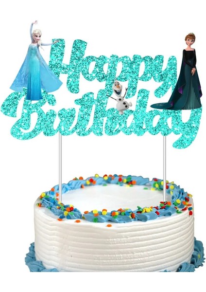 Cap-6pcs 1 Adet Kağıt Kek Topper Mutlu Doğum Günü Pastası Süslemeleri Kız Doğum Günü Bebek Duş Parti Malzemeleri Dondurulmuş Elsa Anna Prenses Karikatür (Yurt Dışından) modelleri