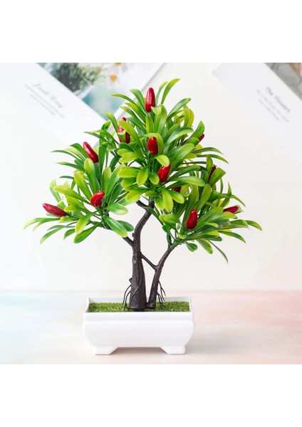 16 Örgü Nar Yapay Meyve Bonsai Yeşil Bitkiler Simülasyon Bitkiler Dekorasyon Bonsai Oturma Odası Dekorasyon Seramik Karo (Yurt Dışından)