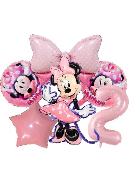 6 Adet Numarası 2 Minnie Mouse Bebek Banyo Doğum Günü Partisi Malzemeleri Minnie Dekorasyon Tek Kullanımlık Sofra Seti Fincan Çocuk Kız Bebek Parti Dekorasyon (Yurt Dışından)