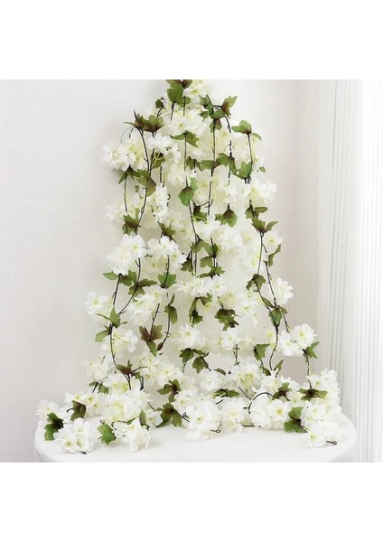 Şampanya 230 cm Pembe Beyaz Kiraz Çiçeği Ipek Yapay Asma Sakura Asılı Çiçekler Düğün Ev Duvar Dekorasyonu Için Sahte Leavse Çelenk (Yurt Dışından) fiyatları
