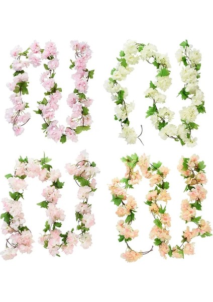 G03 Asma 2.3 M Çiçek Çelenk Yapay Çiçek Dize Yaprakları ile Ipek Sakura Kiraz Çiçeği Ivy Asma Ev Bahçe Düğün Kemer Dekor Için (Yurt Dışından)