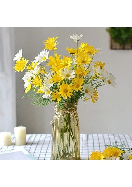 Turuncu 5 Adet 50 cm Yapay Beyaz Papatya Çiçek Buketi Dıy Vazo Ev Bahçe Oturma Odası Dekorasyon Düğün Parti Ipek Sahte Çiçekler (Yurt Dışından) modelleri