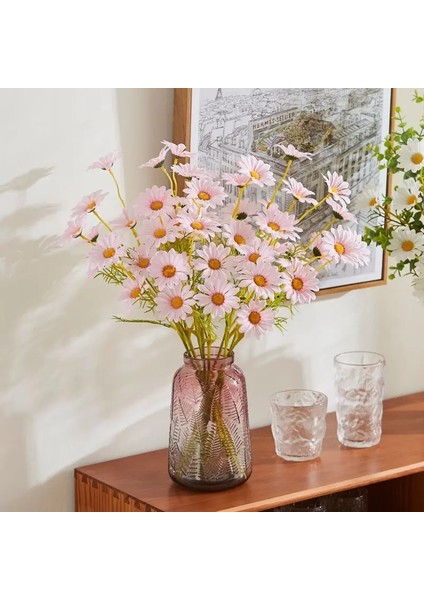 Turuncu 5 Adet 50 cm Yapay Beyaz Papatya Çiçek Buketi Dıy Vazo Ev Bahçe Oturma Odası Dekorasyon Düğün Parti Ipek Sahte Çiçekler (Yurt Dışından) fırsatları