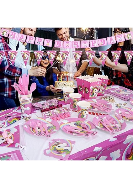 6 Adet Patlamış Mısır Kutusu Pembe Gökkuşağı Unicorn Parti Malzemeleri Afiş Kağıt Tabaklar Balonlar Peçete Hediye Çantası Sarıcı Bebek Duş Çocuk Doğum Günü Süslemeleri (Yurt Dışından) indirimleri