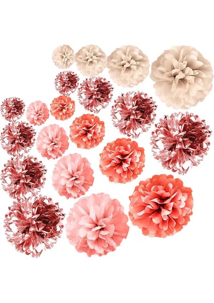 Gül Pembe 6 Adet 6 Adet 25 cm Gül Altın Parti Süslemeleri Doku Pom Poms Çiçekler Doğum Günü Partisi Dekoru Bebek Gelin Duş Gelin Duş Dıy Malzemeleri (Yurt Dışından)