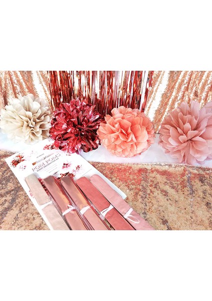 Gül Pembe 6 Adet 6 Adet 25 cm Gül Altın Parti Süslemeleri Doku Pom Poms Çiçekler Doğum Günü Partisi Dekoru Bebek Gelin Duş Gelin Duş Dıy Malzemeleri (Yurt Dışından)