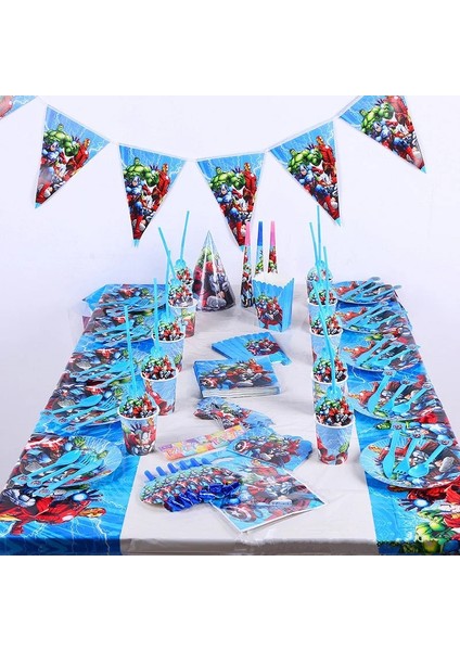 Balon Suit-1-6pcs Avengers Süper Kahraman Parti Malzemeleri Süslemeleri Çocuk Doğum Günü Tek Kullanımlık Sofra Masa Örtüsü Süper Kahraman Parti Teması Çocuk Seti Şekeri (Yurt Dışından) indirimleri