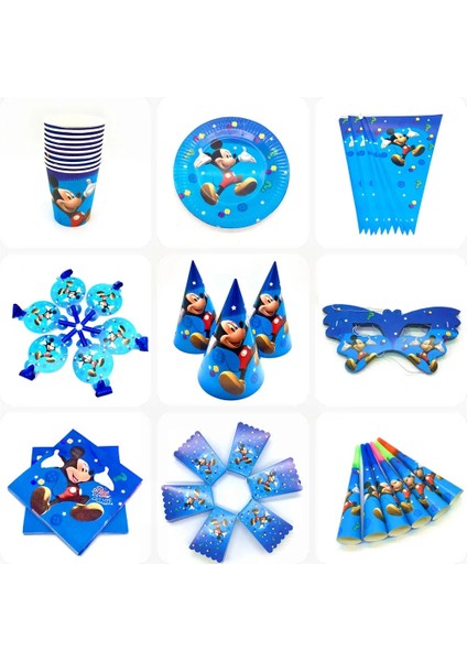 SPOONS-10PCS Mickey Mouse Parti Dekorasyon Kağıt Bayrak Masa Örtüsü Bardak Plaka Balon Mickey Tema Bebek Duş Çocuk Boys Doğum Günü Partisi Malzemeleri (Yurt Dışından) modelleri