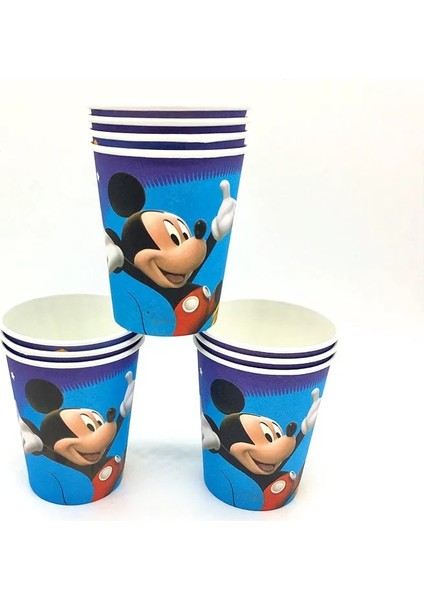 SPOONS-10PCS Mickey Mouse Parti Dekorasyon Kağıt Bayrak Masa Örtüsü Bardak Plaka Balon Mickey Tema Bebek Duş Çocuk Boys Doğum Günü Partisi Malzemeleri (Yurt Dışından) fırsatları