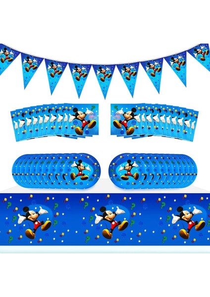 SPOONS-10PCS Mickey Mouse Parti Dekorasyon Kağıt Bayrak Masa Örtüsü Bardak Plaka Balon Mickey Tema Bebek Duş Çocuk Boys Doğum Günü Partisi Malzemeleri (Yurt Dışından) indirimleri