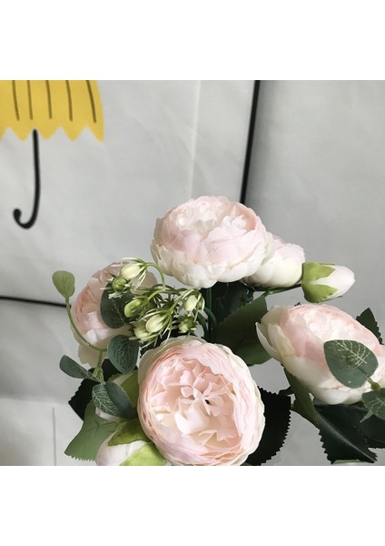 Stil 2 30 cm Gül Pembe Ipek Buket Şakayık Yapay Çiçekler 5 Büyük Kafalar 4 Küçük Tomurcuk Gelin Düğün Ev Dekorasyon Sahte Çiçekler Sahte (Yurt Dışından)