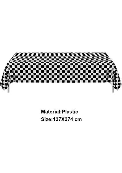 Derin Safir Damalı Yarış Arabası Parti Siyah Beyaz Damalı Bayrak Masa Örtüsü Yol Masa Örtüsü Yarış Pisti Masa Örtüsü Yarış Doğum Günü Partisi Dekoru (Yurt Dışından)