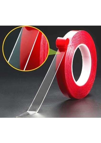 Çift Taraflı Akrilik Silikonize Bant 18 mm x 2 Metre Kırmızı Vhb