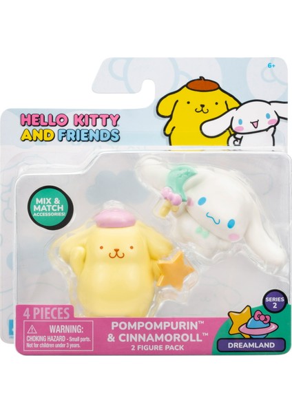 Hello Kitty ve Arkadaşları Dreamland 2'li Mini Figür Setleri Pompompurin ve Cinnamoroll