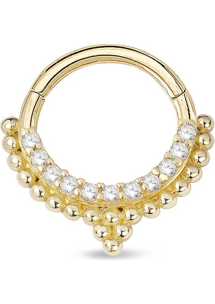 Sıra Taşlı Top Toplu Model Altın Helix Piercing
