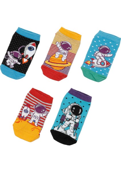 ASTRO 5 LI PTK-B 4PR Siyah Erkek Çocuk 5'li Patik Çorap