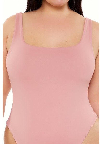 Plus Size Kare Yaka Bodysuit indirimleri