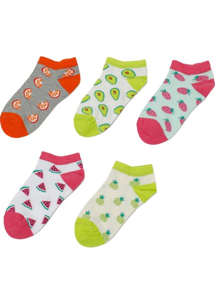 FRUIT 5 LI PTK-G 5FX Beyaz Kız Çocuk 5'li Patik Çorap