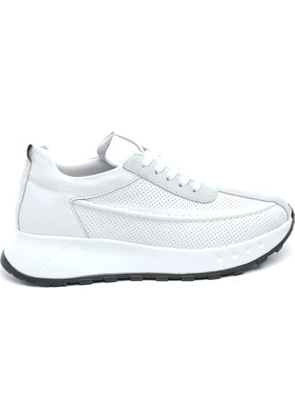 Hakiki Deri Bağcıklı Kadın Sneaker