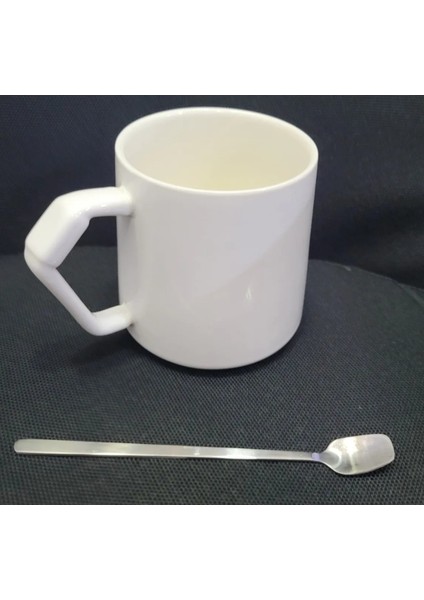 Porselen Kupa Bardak Mug Hediyelik Ürün Metal Kaşıklı Love Aşk Seni Seven 1 Adet