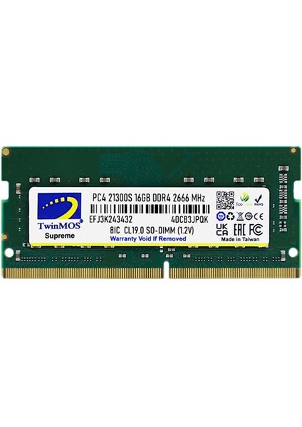 16 GB Ddr4 2666MHZ Twınmos Nb MDD416GB2666N