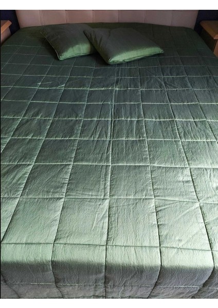 Ipek Şantuk Yeşil Çift Kişilik Yatak Örtüsü 280X300CM 2 Adet Kırlent , Muhteşem (1 Adet Set)