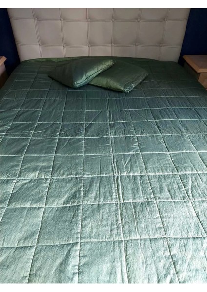 Ipek Şantuk Yeşil Çift Kişilik Yatak Örtüsü 280X300CM 2 Adet Kırlent , Muhteşem (1 Adet Set)