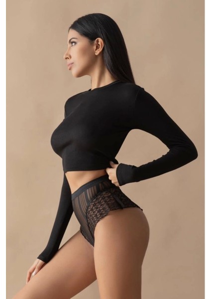 Miraxx Siyah Kadın Çizgili Külot VERONICA-K1008