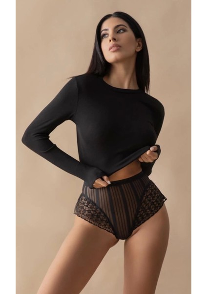 Miraxx Siyah Kadın Çizgili Külot VERONICA-K1008 modelleri