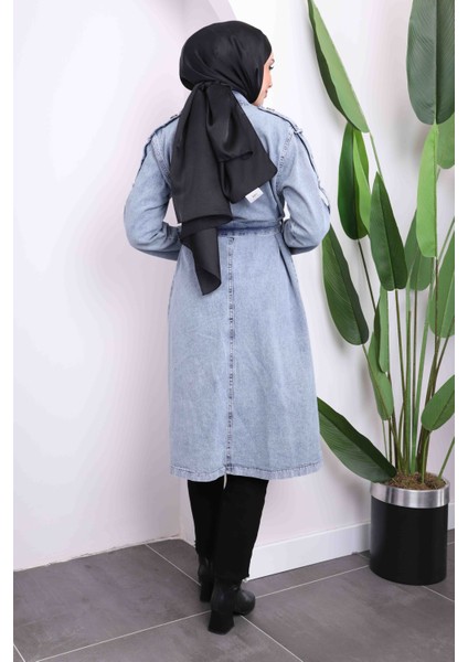 Mavi Kol Apoletli Kot Trenç modelleri