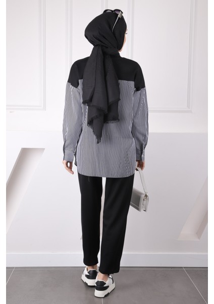 Siyah Gömlek Garnili Modal Tunik Pantolonlu Takım fırsatları