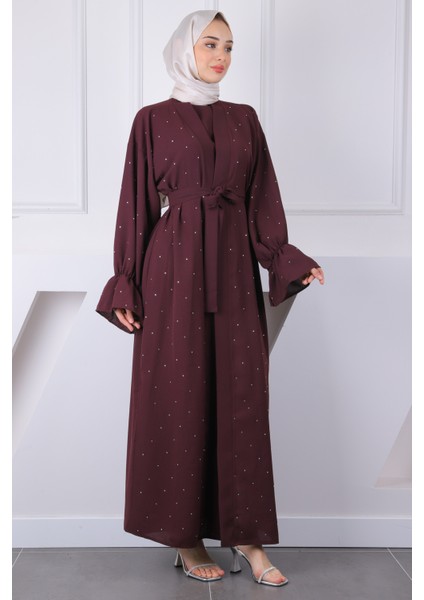 Mürdüm Kuşaklı Taşlı Abaya
