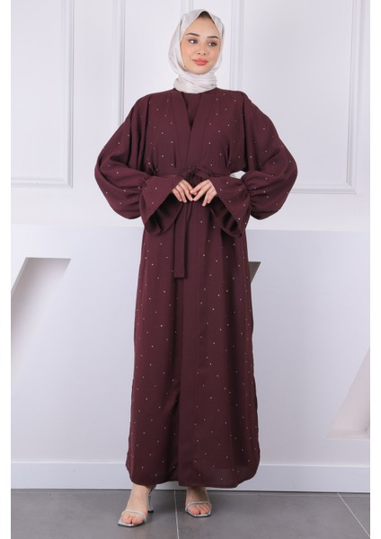 Mürdüm Kuşaklı Taşlı Abaya