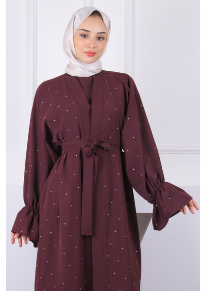 Mürdüm Kuşaklı Taşlı Abaya