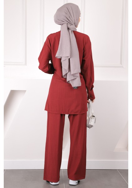 Bordo Cepli Tunik Pantolonlu Takım modelleri
