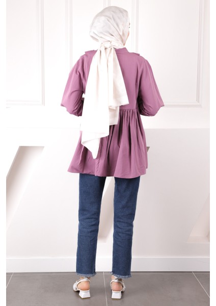 Gül Kurusu Yaka Fırfırlı Kimono