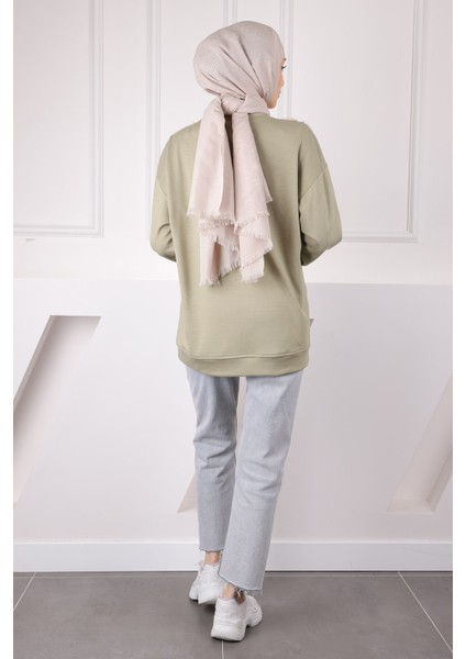 Haki Tül Çiçek Garnili Modal Sweat fırsatları
