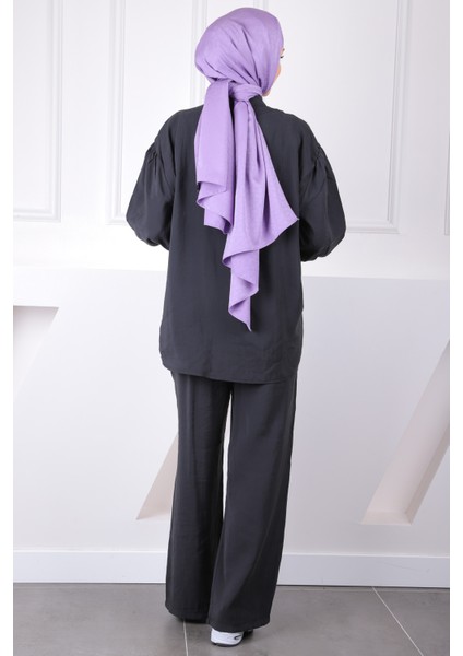 Siyah Ön Bağlamalı Kimono Pantolonlu Takım modelleri