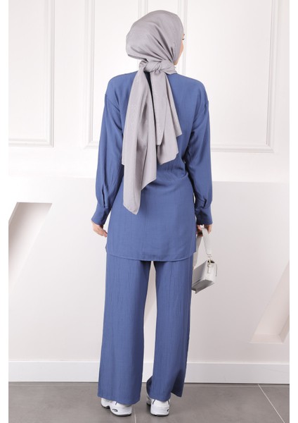 İndigo Cepli Tunik Pantolonlu Takım modelleri