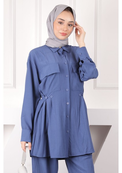İndigo Cepli Tunik Pantolonlu Takım fırsatları