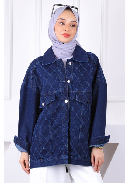 Lacivert Lazer Kesim Kot Ceket