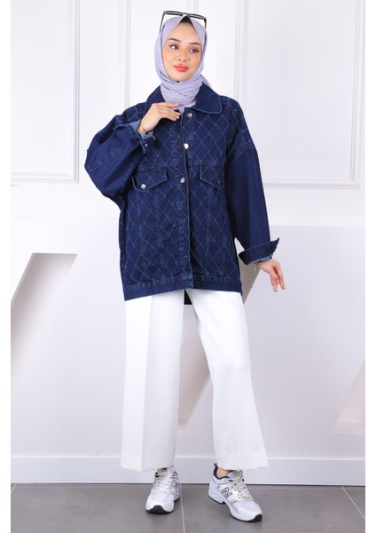 Lacivert Lazer Kesim Kot Ceket modelleri