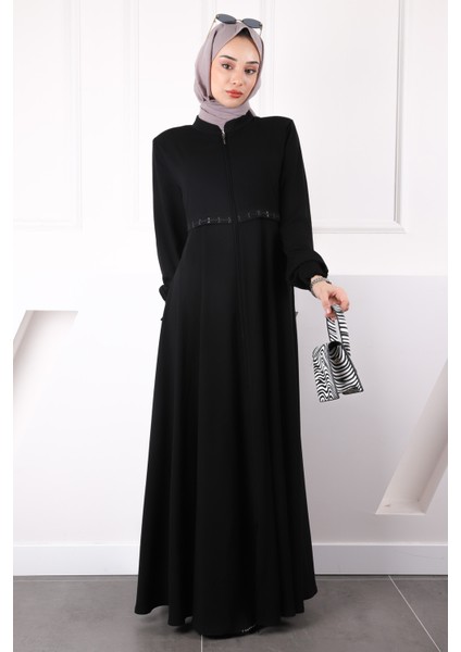 Siyah Kol Gipeli Nakışlı Ferace modelleri